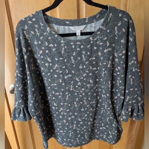 LC Lauren Conrad Charcoal Floral Tee